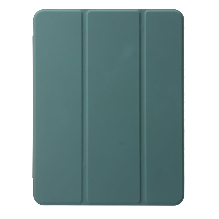 For iPad Pro 11 2024 Clear Acrylic 3-Fold Leather Tablet Case(Dark Green) - iPad Pro 11 2024 Cases by PMC TechLife | Online Shopping South Africa | PMC TechLife | Buy Now Pay Later Mobicred