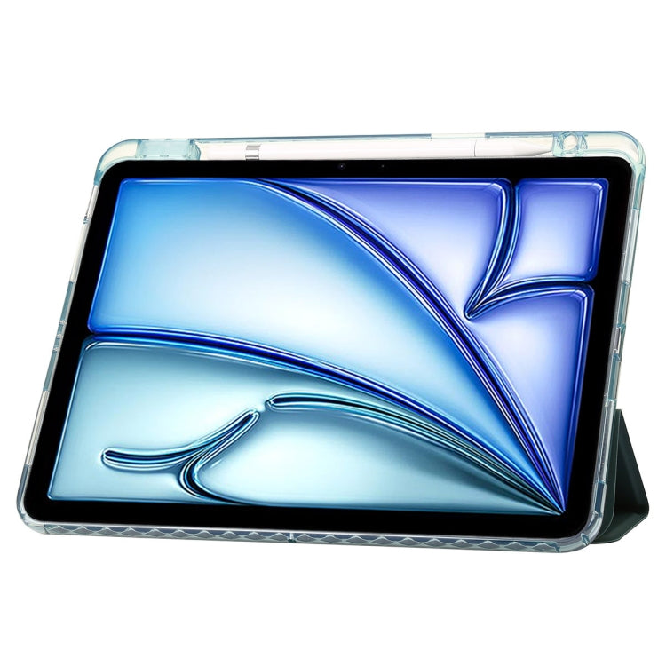 For iPad Pro 11 2024 Clear Acrylic 3-Fold Leather Tablet Case(Dark Green) - iPad Pro 11 2024 Cases by PMC TechLife | Online Shopping South Africa | PMC TechLife | Buy Now Pay Later Mobicred