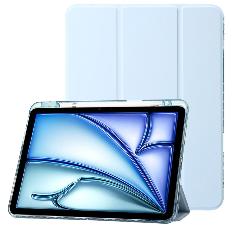 For iPad Pro 11 2024 Clear Acrylic 3-Fold Leather Tablet Case(Ice Blue) - iPad Pro 11 2024 Cases by PMC TechLife | Online Shopping South Africa | PMC TechLife | Buy Now Pay Later Mobicred