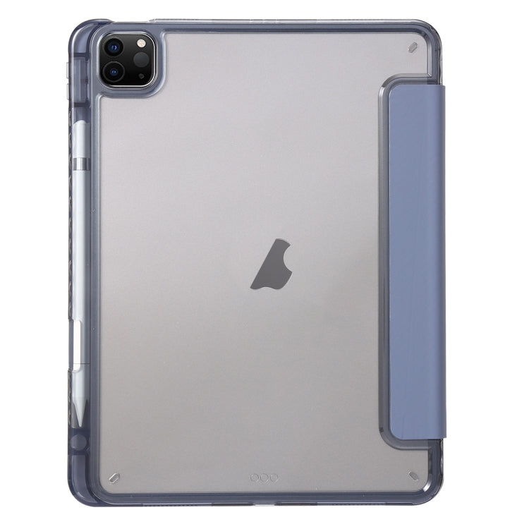 For iPad Pro 11 2024 Clear Acrylic 3-Fold Leather Tablet Case(Lavender Purple) - iPad Pro 11 2024 Cases by PMC TechLife | Online Shopping South Africa | PMC TechLife | Buy Now Pay Later Mobicred