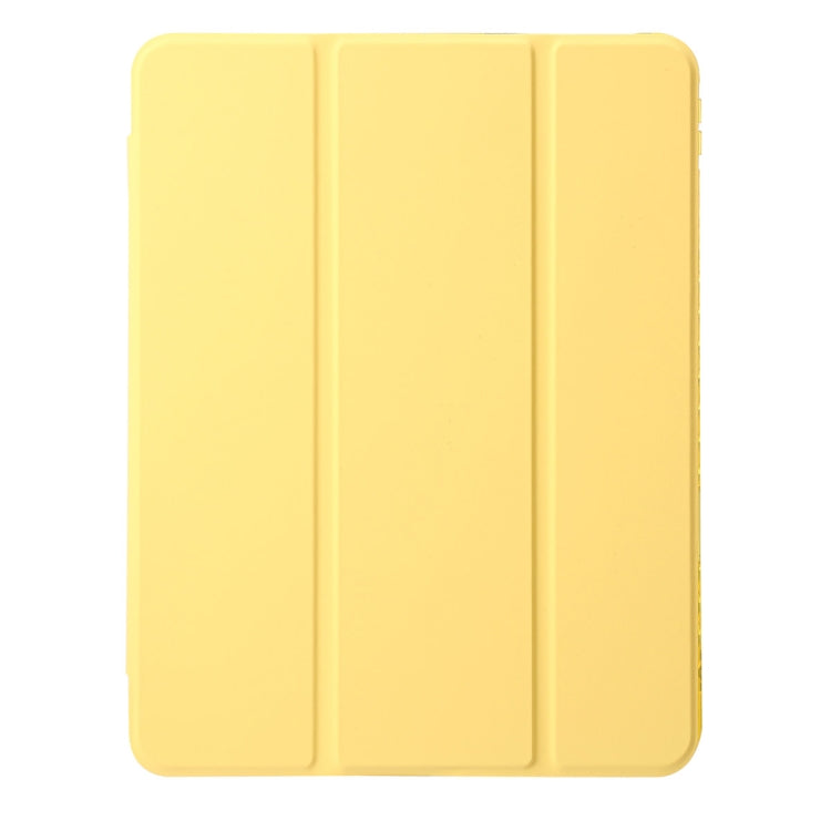 For iPad Pro 11 2024 Clear Acrylic 3-Fold Leather Tablet Case(Yellow) - iPad Pro 11 2024 Cases by PMC TechLife | Online Shopping South Africa | PMC TechLife | Buy Now Pay Later Mobicred