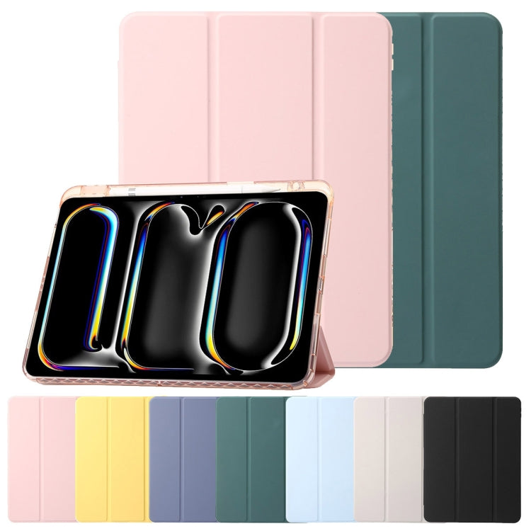 For iPad Pro 13 2024 Clear Acrylic 3-Fold Leather Tablet Case(Yellow) - free shipping - PMC TechLife - Order now!