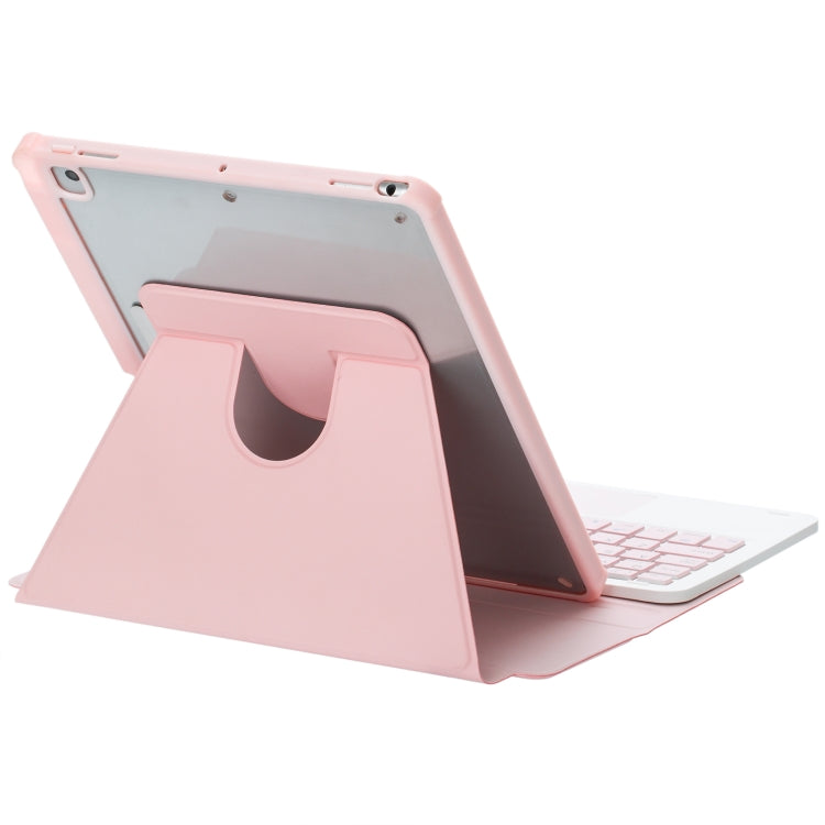For iPad 10th Gen 10.9 2022 F10B-AS 360 Rotation Acrylic Transparent Bluetooth Keyboard Leather Case With Touch Control / Backlight(Pink) - Universal by PMC TechLife | Online Shopping South Africa | PMC TechLife