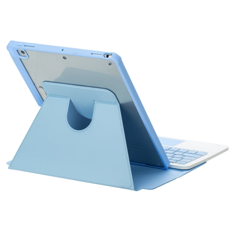For iPad 11 2025 / 10th Gen 10.9 2022 F10B-AS 360 Rotation Acrylic Transparent Bluetooth Keyboard Leather Case With Touch Control / Backlight(Blue) - free shipping - PMC TechLife - Order now!