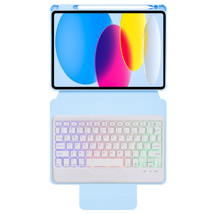 For iPad 10th Gen 10.9 2022 F10BS 360 Rotation Acrylic Transparent Bluetooth Keyboard Leather Case With Backlight(Blue) - Universal by PMC TechLife | Online Shopping South Africa | PMC TechLife