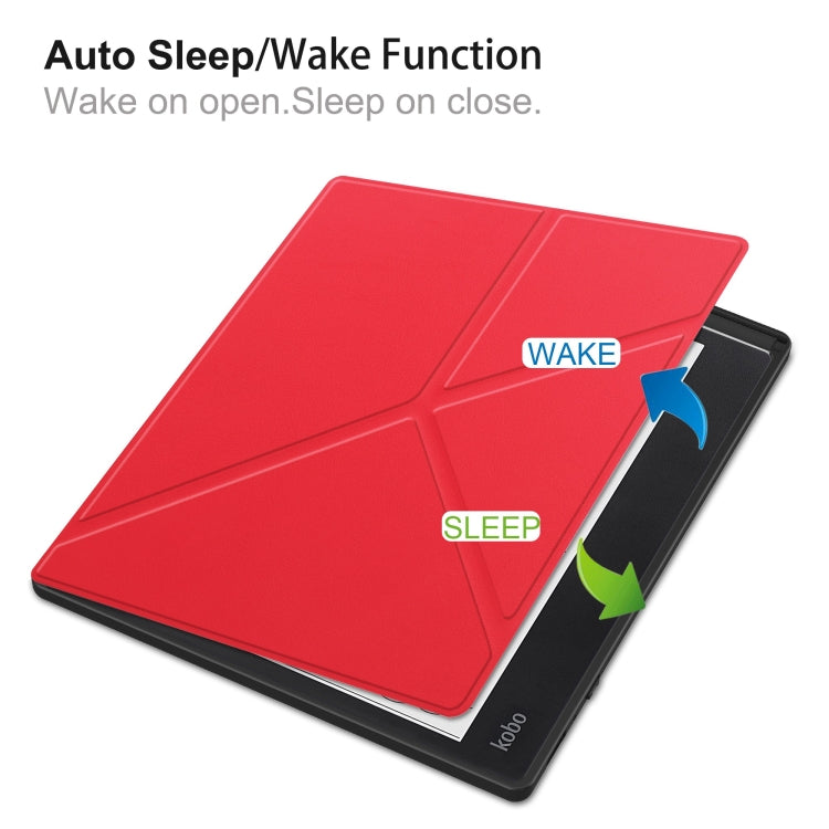 For Kobo Elipsa 2E Solid Color Deformation TPU Leather Smart Tablet Case(Red) - Others by PMC TechLife | Online Shopping South Africa | PMC TechLife | Buy Now Pay Later Mobicred