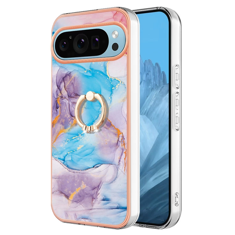 For Google Pixel 9 Pro XL Electroplating IMD TPU Phone Case with Ring(Blue Marble) - Google Cases by PMC TechLife | Online Shopping South Africa | PMC TechLife | Buy Now Pay Later Mobicred