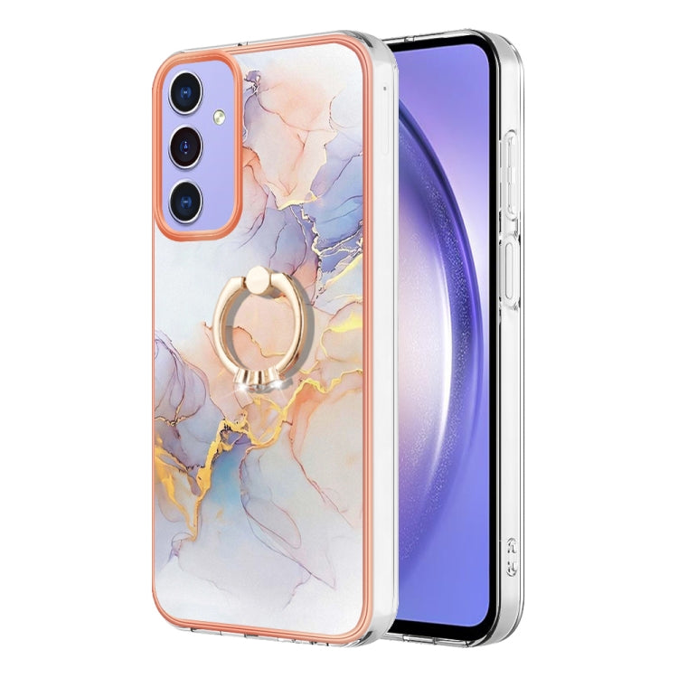 For Samsung Galaxy A15 5G Electroplating IMD TPU Phone Case with Ring(White Marble) - Galaxy Phone Cases by PMC TechLife | Online Shopping South Africa | PMC TechLife