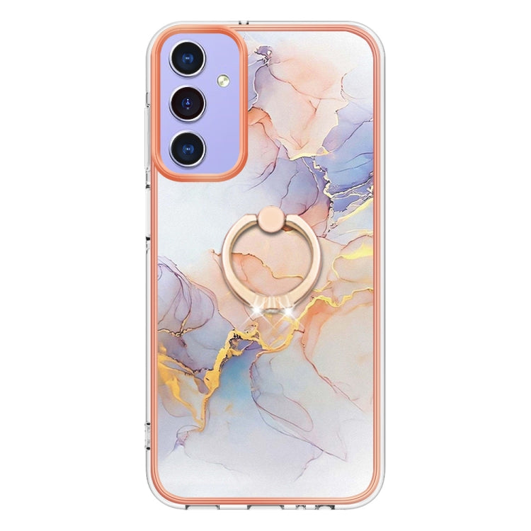 For Samsung Galaxy A15 5G Electroplating IMD TPU Phone Case with Ring(White Marble) - Galaxy Phone Cases by PMC TechLife | Online Shopping South Africa | PMC TechLife