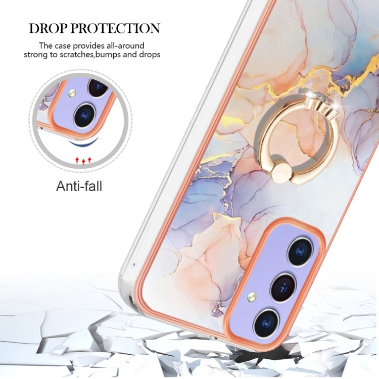 For Samsung Galaxy A15 5G Electroplating IMD TPU Phone Case with Ring(White Marble) - Galaxy Phone Cases by PMC TechLife | Online Shopping South Africa | PMC TechLife
