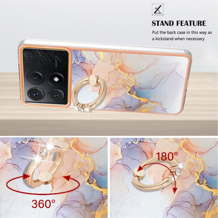 For Xiaomi Poco X6 Pro / Redmi K70E Electroplating IMD TPU Phone Case with Ring(White Marble) - K70E Cases by PMC TechLife | Online Shopping South Africa | PMC TechLife | Buy Now Pay Later Mobicred