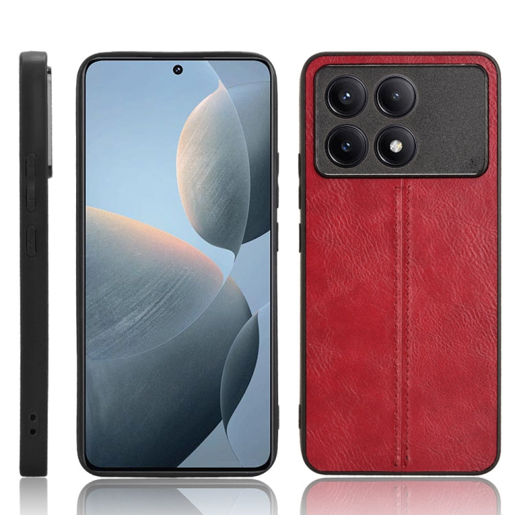 For Xiaomi Redmi K70E Sewing Cow Pattern Skin PC + PU + TPU Phone Case(Red) - K70E Cases by PMC TechLife | Online Shopping South Africa | PMC TechLife | Buy Now Pay Later Mobicred