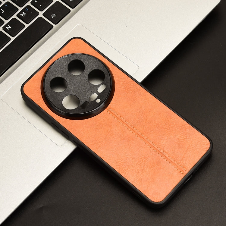 For Xiaomi 14 Ultra Sewing Cow Pattern Skin PC + PU + TPU Phone Case(Orange) - 14 Ultra Cases by PMC TechLife | Online Shopping South Africa | PMC TechLife | Buy Now Pay Later Mobicred