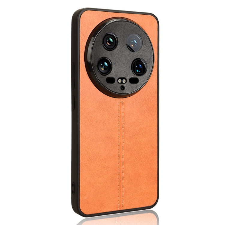 For Xiaomi 14 Ultra Sewing Cow Pattern Skin PC + PU + TPU Phone Case(Orange) - 14 Ultra Cases by PMC TechLife | Online Shopping South Africa | PMC TechLife | Buy Now Pay Later Mobicred