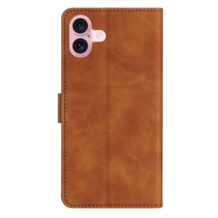 For iPhone 16 Seven Butterflies Embossed Leather Phone Case(Brown) - iPhone 16 Cases by PMC TechLife | Online Shopping South Africa | PMC TechLife | Buy Now Pay Later Mobicred