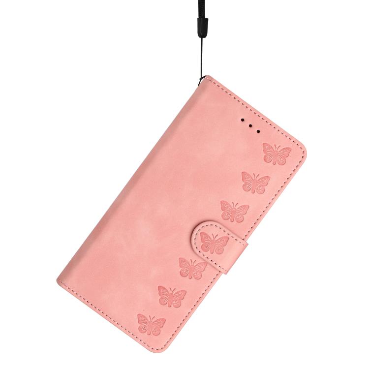 For iPhone 16e Seven Butterflies Embossed Leather Phone Case(Pink) - iPhone 16e Cases by PMC TechLife | Online Shopping South Africa | PMC TechLife | Buy Now Pay Later Mobicred