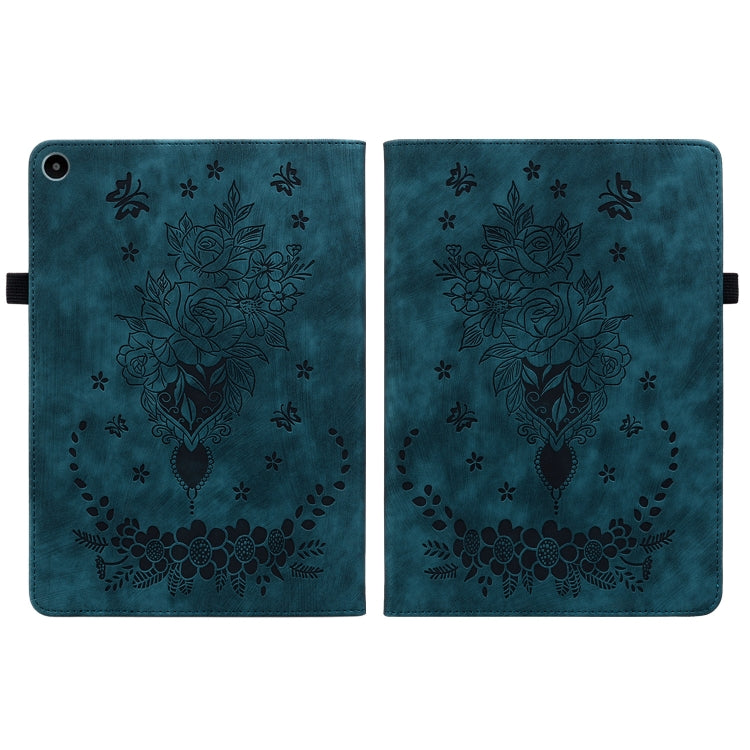 For Huawei MatePad SE 10.4 Butterfly Rose Embossed Leather Tablet Case(Dark Blue) - Huawei Cases by PMC TechLife | Online Shopping South Africa | PMC TechLife | Buy Now Pay Later Mobicred