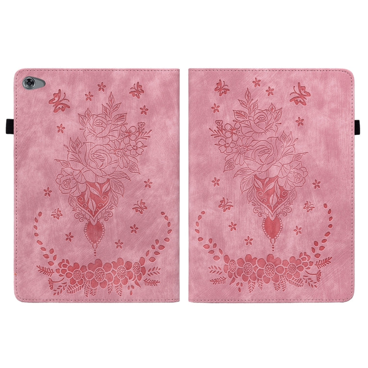 For Huawei MediaPad M5 Lite / C5 10.1 Butterfly Rose Embossed Leather Tablet Case(Pink) - Huawei Cases by PMC TechLife | Online Shopping South Africa | PMC TechLife | Buy Now Pay Later Mobicred
