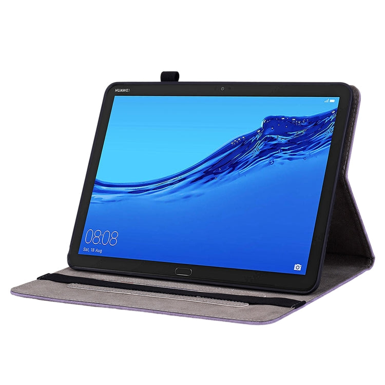 For Huawei MediaPad M5 Lite / C5 10.1 Butterfly Rose Embossed Leather Tablet Case(Purple) - Huawei Cases by PMC TechLife | Online Shopping South Africa | PMC TechLife | Buy Now Pay Later Mobicred