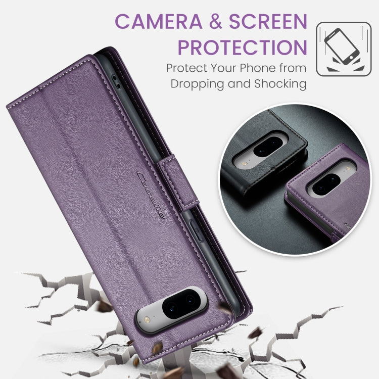 For Google Pixel 8 CaseMe 023 Butterfly Buckle Litchi Texture RFID Anti-theft Leather Phone Case(Pearly Purple) - free shipping - PMC Jewellery - Order now!