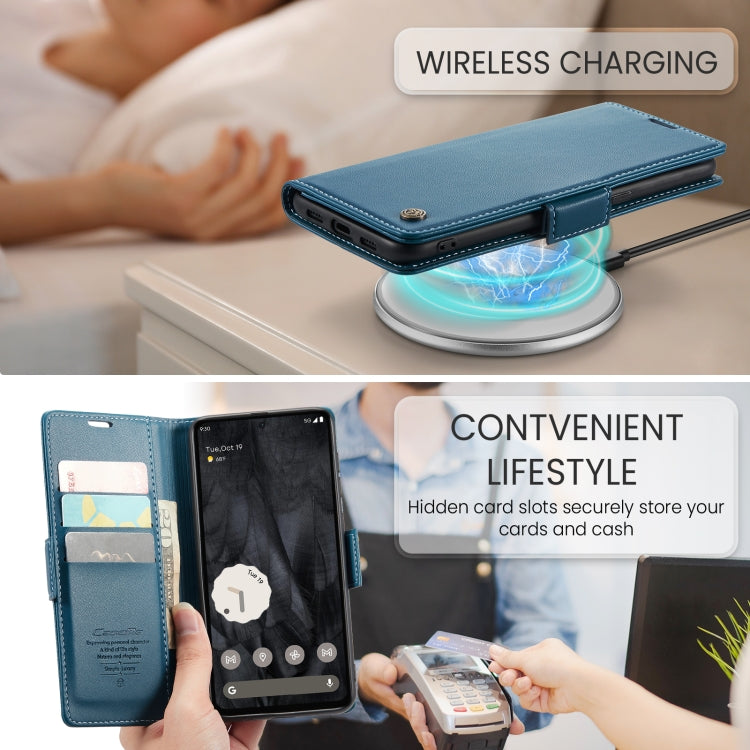 For Google Pixel 8 Pro CaseMe 023 Butterfly Buckle Litchi Texture RFID Anti-theft Leather Phone Case(Blue) - free shipping - PMC Jewellery - Order now!