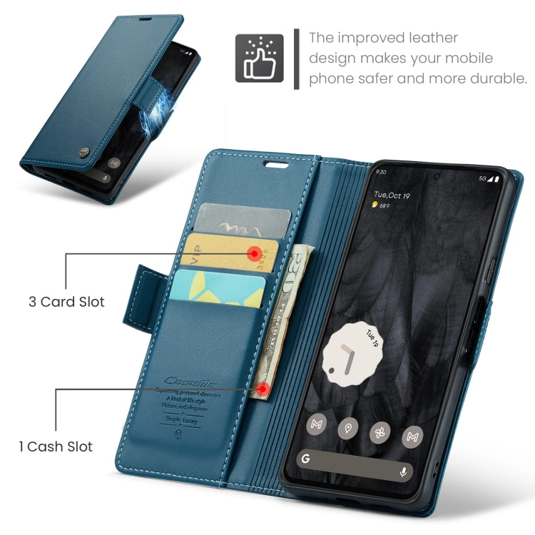 For Google Pixel 8 Pro CaseMe 023 Butterfly Buckle Litchi Texture RFID Anti-theft Leather Phone Case(Blue) - free shipping - PMC Jewellery - Order now!