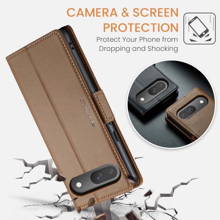 For Google Pixel 9 / 9 Pro CaseMe 023 Butterfly Buckle Litchi Texture RFID Anti-theft Leather Phone Case(Brown) - Google Cases by CaseMe | Online Shopping South Africa | PMC TechLife | Buy Now Pay Later Mobicred