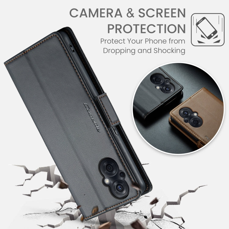 For OPPO Reno7 Z Global/Reno7 Lite Global CaseMe 023 Butterfly Buckle Litchi Texture RFID Anti-theft Leather Phone Case(Black) - free shipping - PMC Jewellery - Order now!