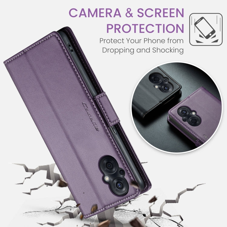 For OPPO Reno7 Z Global/Reno7 Lite Global CaseMe 023 Butterfly Buckle Litchi Texture RFID Anti-theft Leather Phone Case(Pearly Purple) - free shipping - PMC Jewellery - Order now!