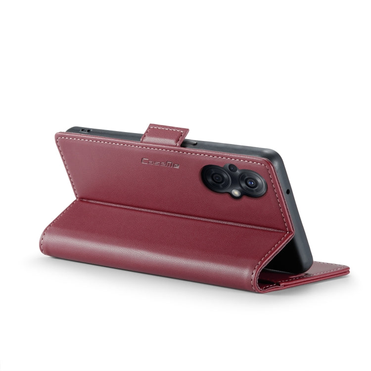 For OPPO Reno8 Lite Global CaseMe 023 Butterfly Buckle Litchi Texture RFID Anti-theft Leather Phone Case(Wine Red) - free shipping - PMC Jewellery - Order now!