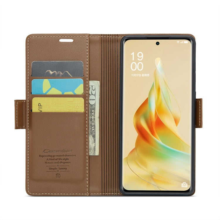 For OPPO Reno8 T 5G/A1 Pro 5G CaseMe 023 Butterfly Buckle Litchi Texture RFID Anti-theft Leather Phone Case(Brown) - OPPO Cases by CaseMe | Online Shopping South Africa | PMC Jewellery | Buy Now Pay Later Mobicred