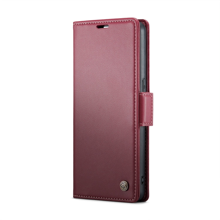 For OPPO Reno8 5G Global CaseMe 023 Butterfly Buckle Litchi Texture RFID Anti-theft Leather Phone Case(Wine Red) - free shipping - PMC Jewellery - Order now!