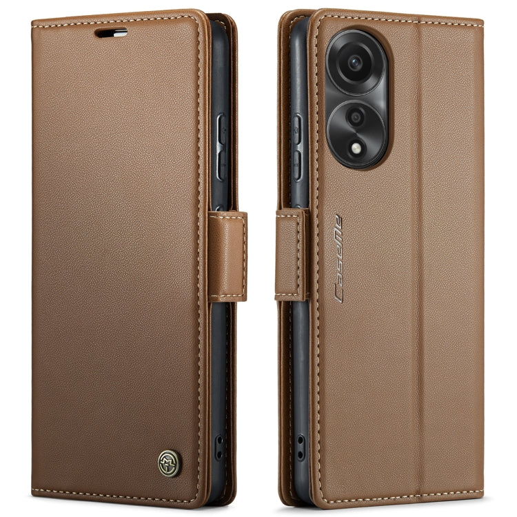 For OPPO A78 4G CaseMe 023 Butterfly Buckle Litchi Texture RFID Anti-theft Leather Phone Case(Brown) - OPPO Cases by CaseMe | Online Shopping South Africa | PMC Jewellery | Buy Now Pay Later Mobicred