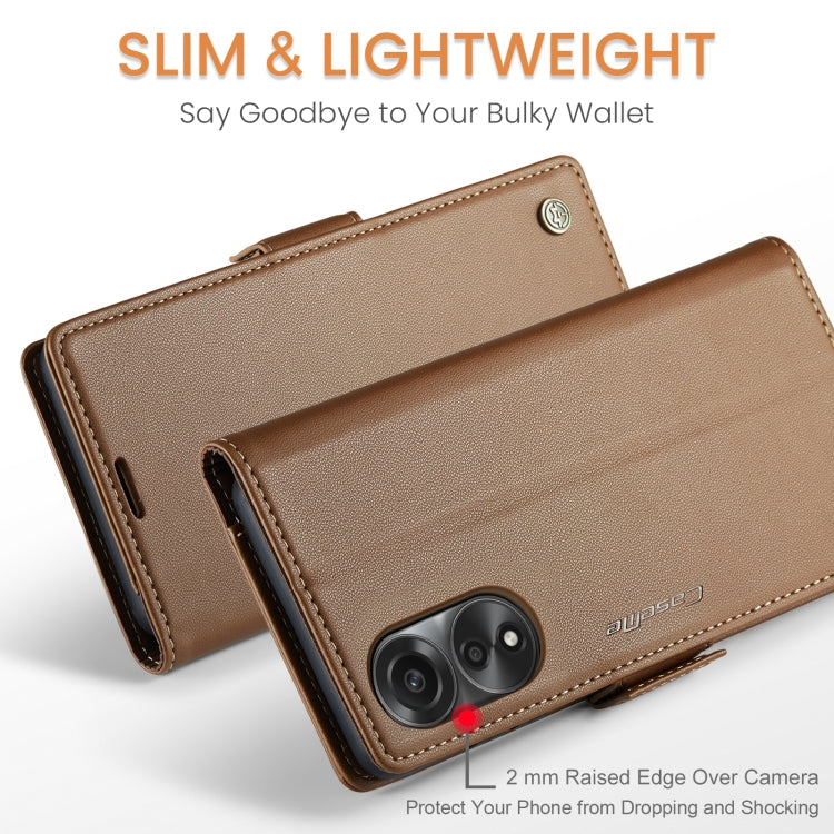 For OPPO A78 4G CaseMe 023 Butterfly Buckle Litchi Texture RFID Anti-theft Leather Phone Case(Brown) - OPPO Cases by CaseMe | Online Shopping South Africa | PMC Jewellery | Buy Now Pay Later Mobicred