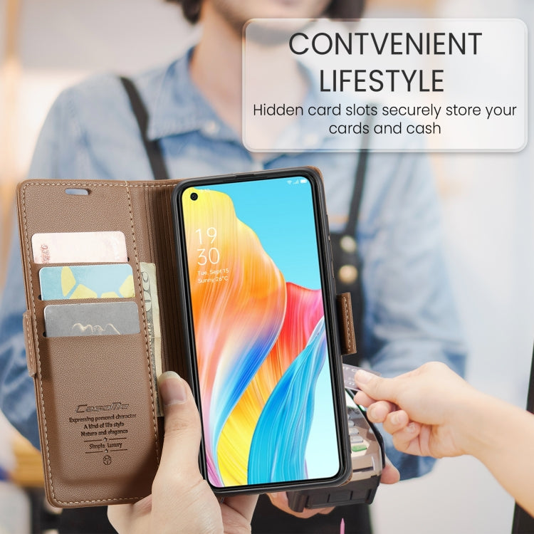 For OPPO A78 4G CaseMe 023 Butterfly Buckle Litchi Texture RFID Anti-theft Leather Phone Case(Brown) - OPPO Cases by CaseMe | Online Shopping South Africa | PMC Jewellery | Buy Now Pay Later Mobicred