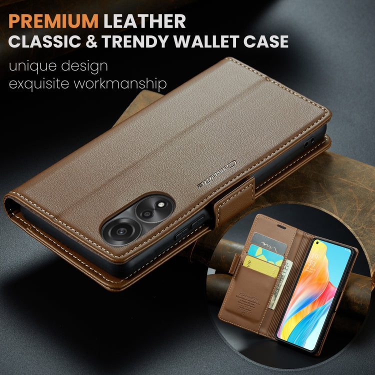 For OPPO A78 4G CaseMe 023 Butterfly Buckle Litchi Texture RFID Anti-theft Leather Phone Case(Brown) - OPPO Cases by CaseMe | Online Shopping South Africa | PMC Jewellery | Buy Now Pay Later Mobicred