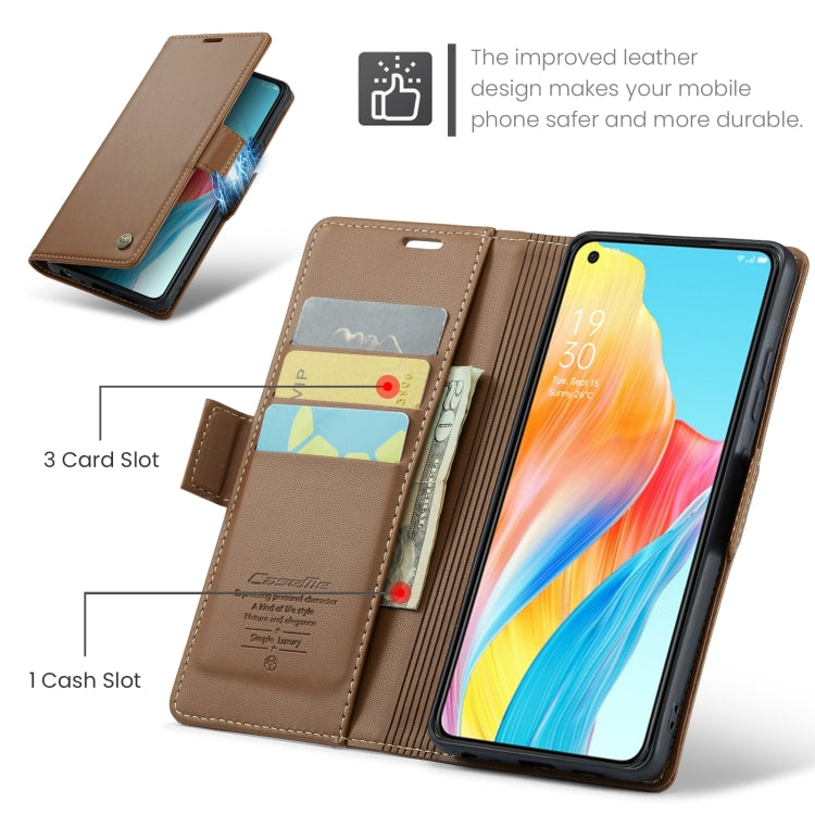 For OPPO A78 4G CaseMe 023 Butterfly Buckle Litchi Texture RFID Anti-theft Leather Phone Case(Brown) - OPPO Cases by CaseMe | Online Shopping South Africa | PMC Jewellery | Buy Now Pay Later Mobicred