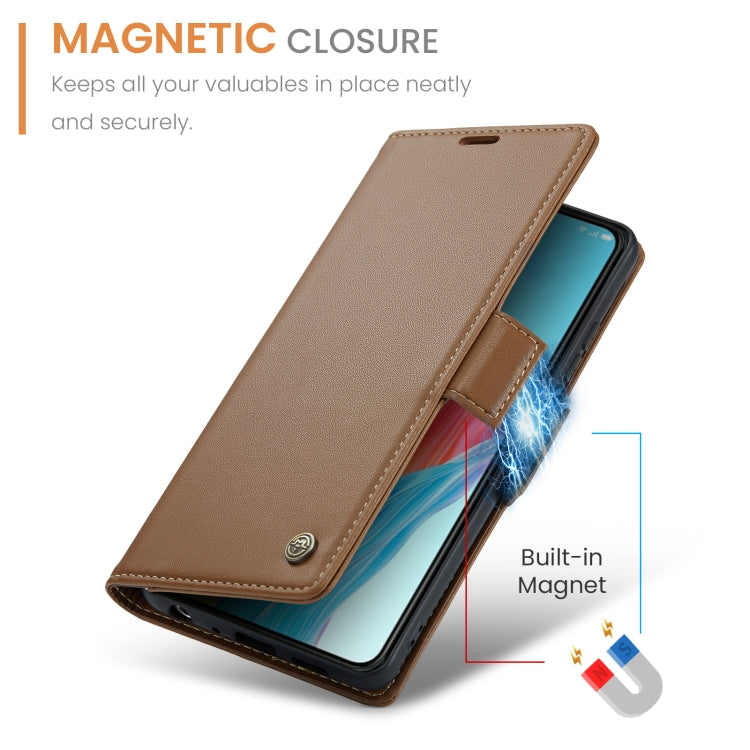 For OPPO A78 4G CaseMe 023 Butterfly Buckle Litchi Texture RFID Anti-theft Leather Phone Case(Brown) - OPPO Cases by CaseMe | Online Shopping South Africa | PMC Jewellery | Buy Now Pay Later Mobicred