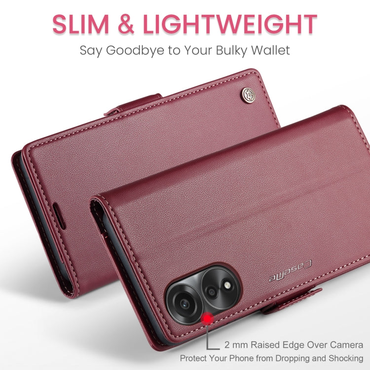 For OPPO A78 4G CaseMe 023 Butterfly Buckle Litchi Texture RFID Anti-theft Leather Phone Case(Wine Red) - OPPO Cases by CaseMe | Online Shopping South Africa | PMC Jewellery | Buy Now Pay Later Mobicred
