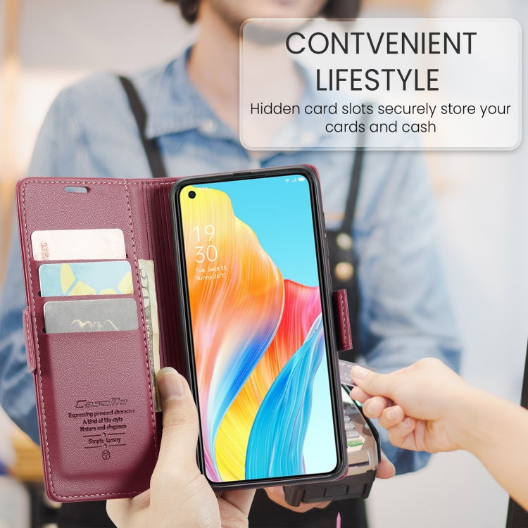 For OPPO A78 4G CaseMe 023 Butterfly Buckle Litchi Texture RFID Anti-theft Leather Phone Case(Wine Red) - OPPO Cases by CaseMe | Online Shopping South Africa | PMC Jewellery | Buy Now Pay Later Mobicred