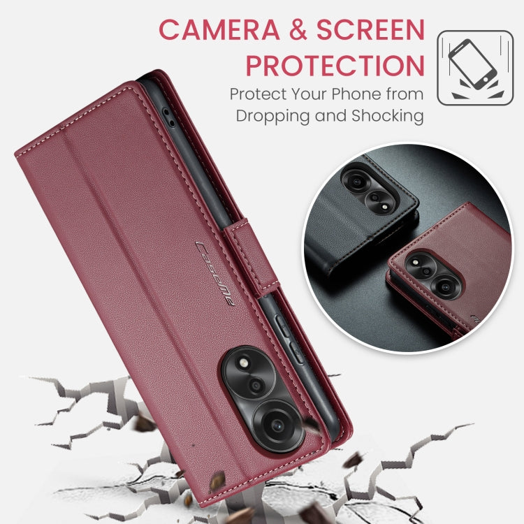 For OPPO A78 4G CaseMe 023 Butterfly Buckle Litchi Texture RFID Anti-theft Leather Phone Case(Wine Red) - OPPO Cases by CaseMe | Online Shopping South Africa | PMC Jewellery | Buy Now Pay Later Mobicred