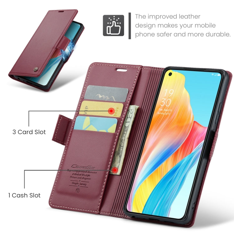 For OPPO A78 4G CaseMe 023 Butterfly Buckle Litchi Texture RFID Anti-theft Leather Phone Case(Wine Red) - OPPO Cases by CaseMe | Online Shopping South Africa | PMC Jewellery | Buy Now Pay Later Mobicred