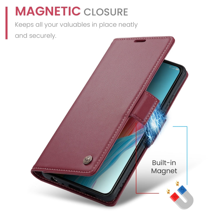 For OPPO A78 4G CaseMe 023 Butterfly Buckle Litchi Texture RFID Anti-theft Leather Phone Case(Wine Red) - OPPO Cases by CaseMe | Online Shopping South Africa | PMC Jewellery | Buy Now Pay Later Mobicred