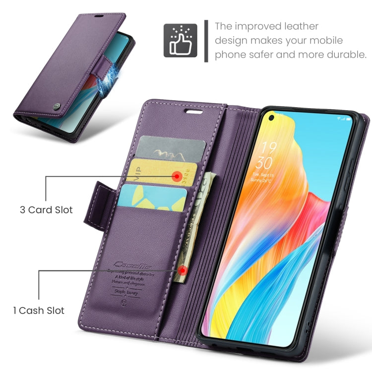 For OPPO A78 4G CaseMe 023 Butterfly Buckle Litchi Texture RFID Anti-theft Leather Phone Case(Pearly Purple) - OPPO Cases by CaseMe | Online Shopping South Africa | PMC Jewellery | Buy Now Pay Later Mobicred