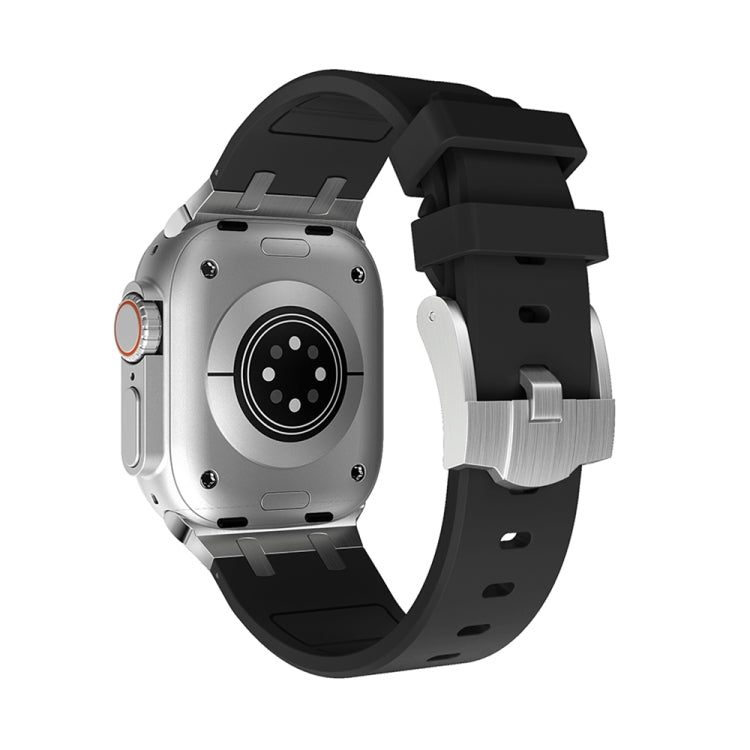 AP Silicone Watch Band For Apple Watch Ultra 2 49mm(Silver Black) - Watch Bands by PMC TechLife | Online Shopping South Africa | PMC TechLife