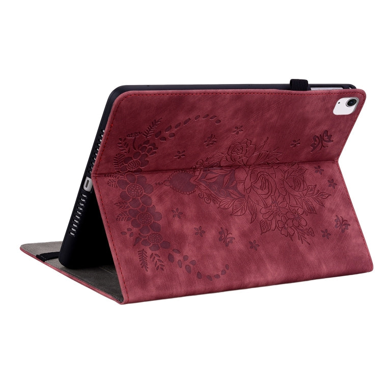 For iPad Air 11 2025 / 2024 Butterfly Rose Embossed Leather Smart Tablet Case(Red) - iPad Air 11 2025 / 2024 Cases by PMC TechLife | Online Shopping South Africa | PMC TechLife | Buy Now Pay Later Mobicred
