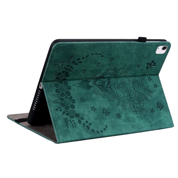 For iPad Air 11 2025 / 2024 Butterfly Rose Embossed Leather Smart Tablet Case(Green) - iPad Air 11 2025 / 2024 Cases by PMC TechLife | Online Shopping South Africa | PMC TechLife | Buy Now Pay Later Mobicred