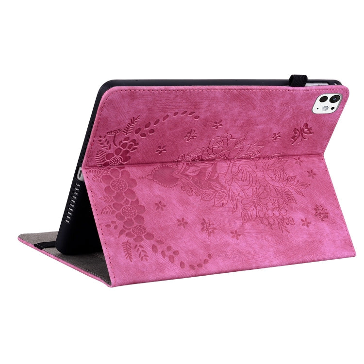 For iPad Pro 11 2024 Butterfly Rose Embossed Leather Smart Tablet Case(Rose Red) - iPad Pro 11 2024 Cases by PMC TechLife | Online Shopping South Africa | PMC TechLife | Buy Now Pay Later Mobicred