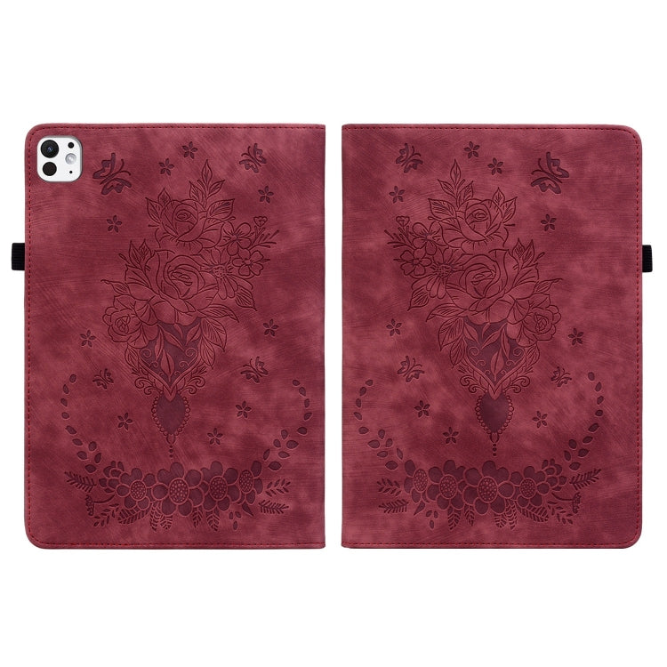 For iPad Pro 11 2024 Butterfly Rose Embossed Leather Smart Tablet Case(Red) - free shipping - PMC TechLife - Order now!