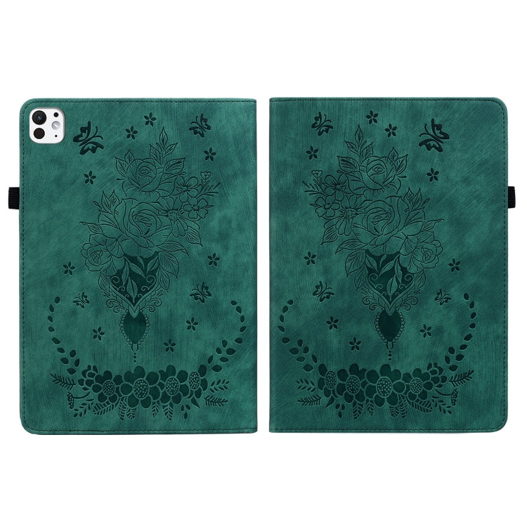 For iPad Pro 11 2024 Butterfly Rose Embossed Leather Smart Tablet Case(Green) - free shipping - PMC TechLife - Order now!